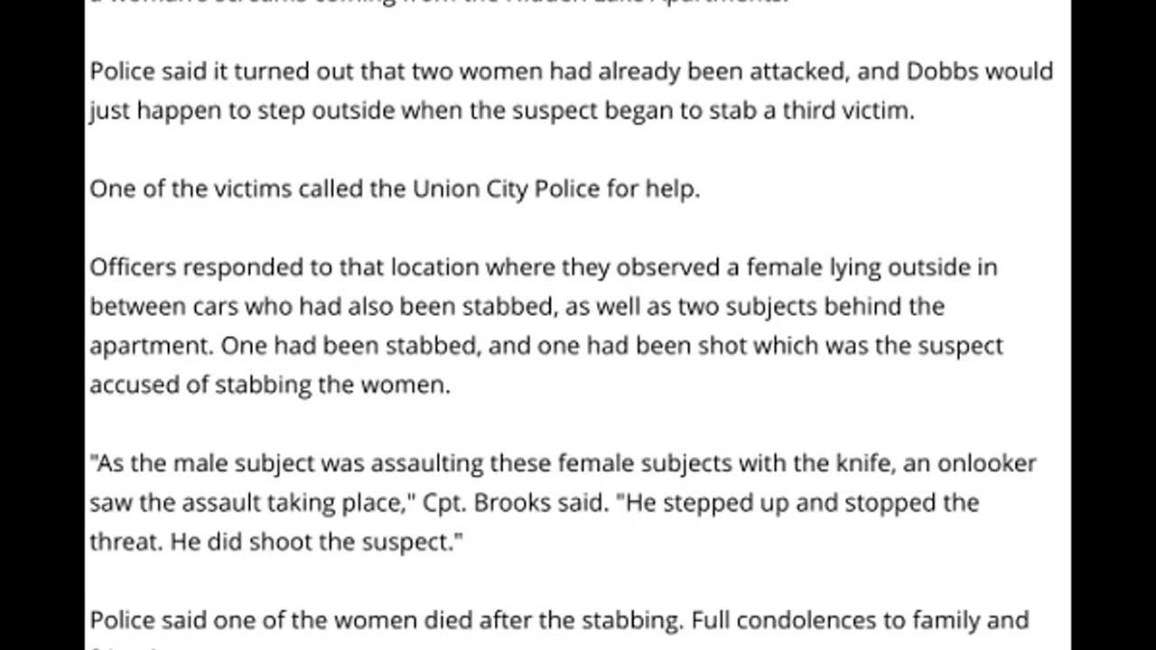 Union City Neighbor Shoots Man He Witnessed Stabbing Woman - Georgia