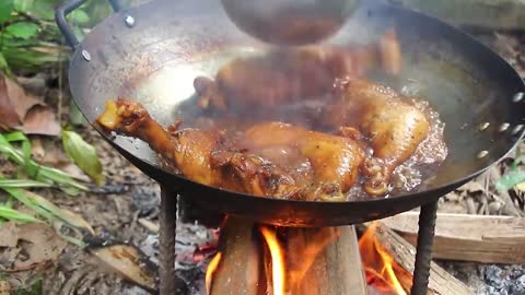 Cooking Coconut Chicken Leg Recipe eating so Yummy - n-22