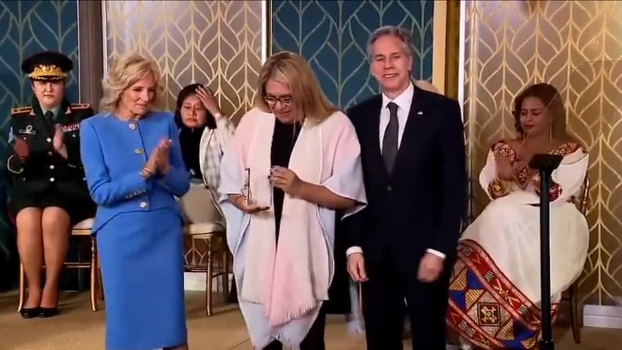Fake Doctor Jill Biden Gives International Women Of Courage Award To A Fake Woman (Biological Male)