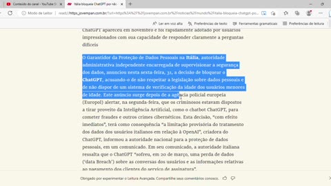 Itália bloqueia ChatGPT por não cumprimento da legislação sobre dados pessoais