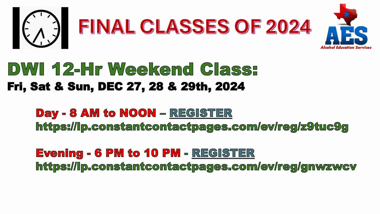 FINAL DWI 12-HOUR CLASS OF 2024- REMOTE ATTENDANCE