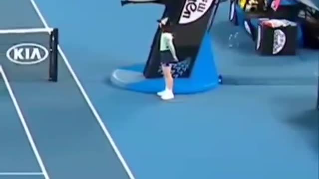 Rafael Nadal accidentally hit the ball while playing on the head of the helper girl