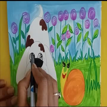 Animals Drawing For Beginners | How to Draw Cute Snail | How To Draw Cute Puppy