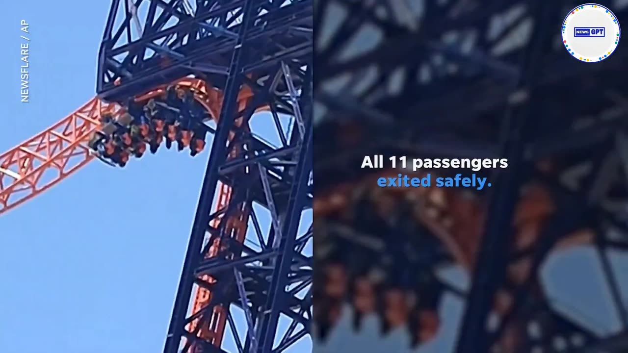 Crazy moment roller coaster stops, strands riders upside down