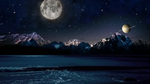 A beautiful night landscape with the sound of sea waves and the beauty of the sky and the moon