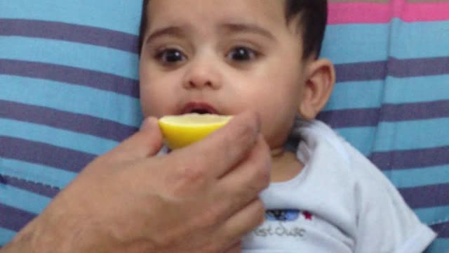 Cute Baby Taste Lemon First Time very Funny