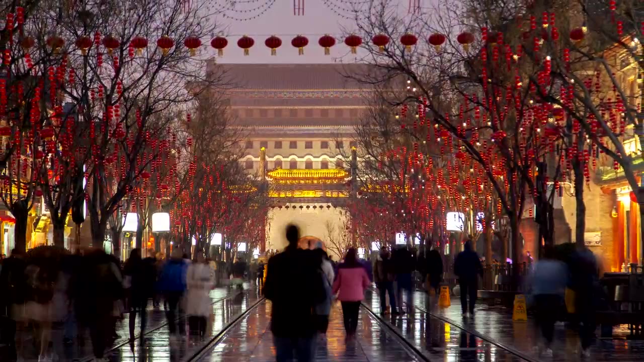 People walking in the Qianmen street in China