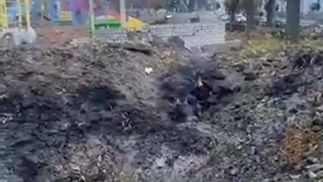 Ukrainian air defence missile C-300 missed the target and fell in a park in Kiev