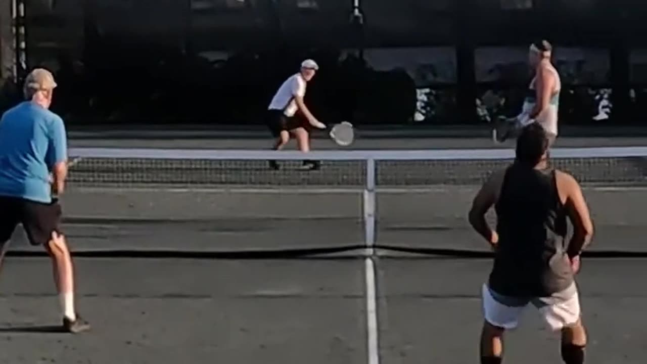 JUST A BIT LONG ON THAT BACKHAND VOLLEY!