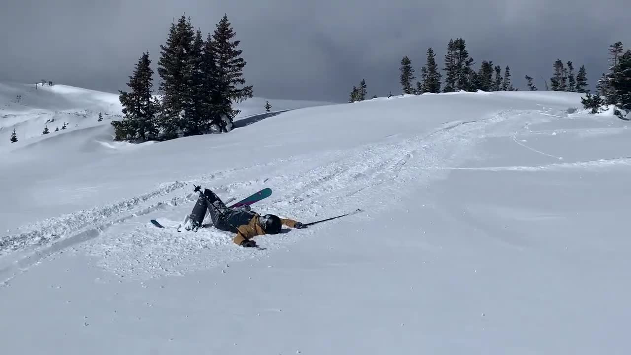 Skier Crashed Landing In a Perfect Chalk Body Outline