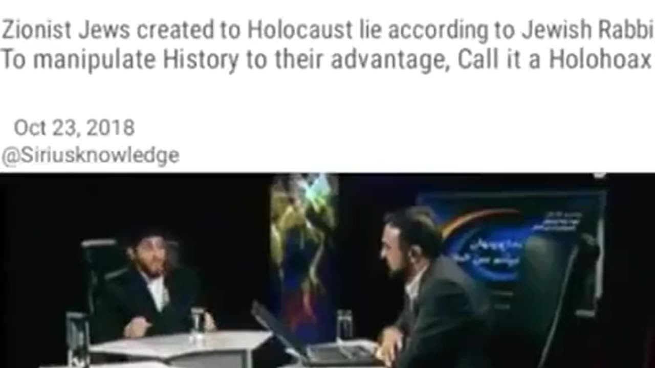 Rabbi: Holocaust is a fraud created by Zionists to manipulate & destroy Western societies.