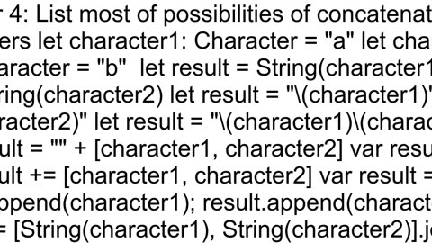 Error concatenating characters in swift