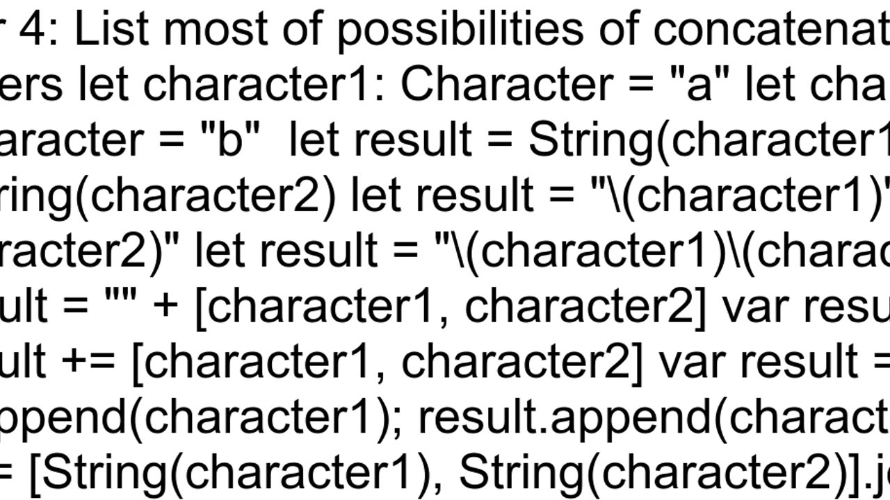 Error concatenating characters in swift