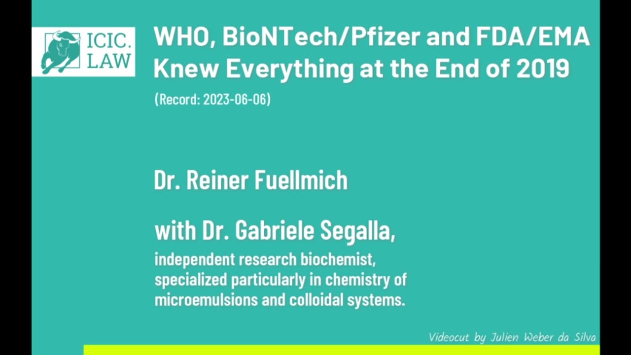 ICIC - WHO, BioNTech Pfizer and FDA EMA Knew Everything at the End of 2019