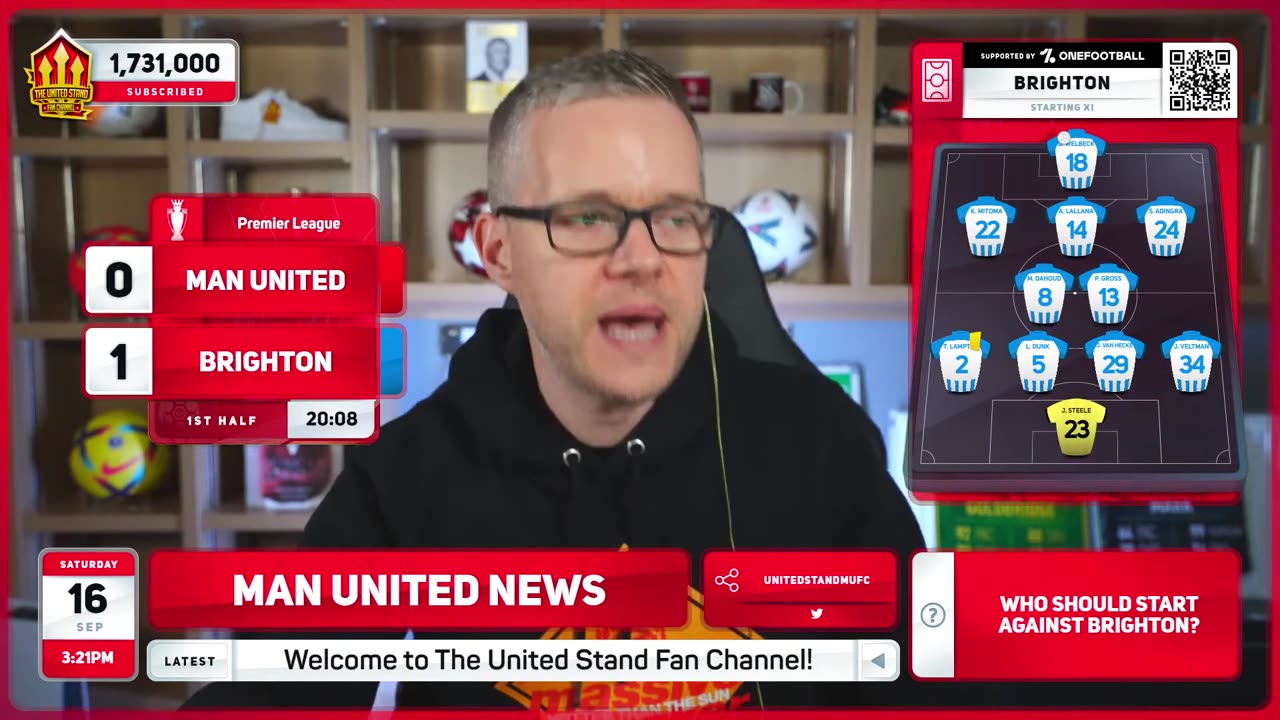 MANCHESTER UNITED vs BRIGHTON LIVE with Mark GOLDBRIDGE!