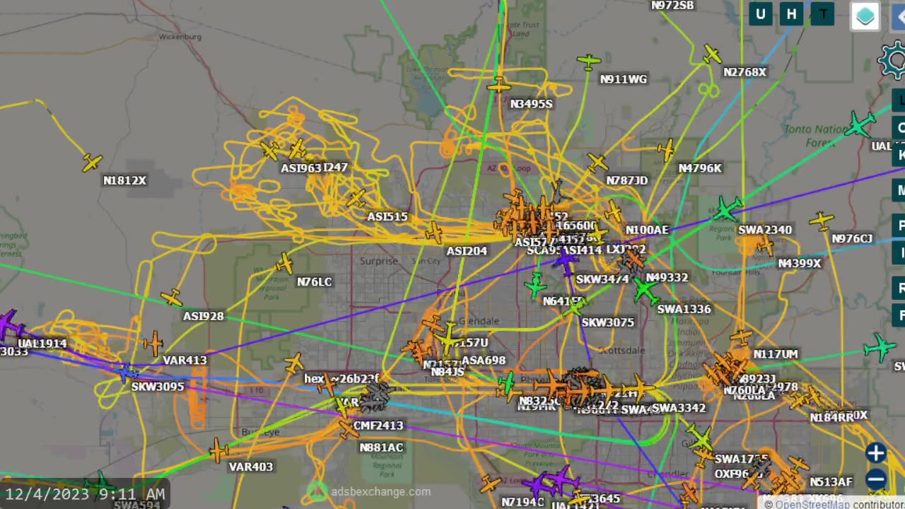 Another past 48hrs time lapse of avion over phoenix arizona dec 4th 2023