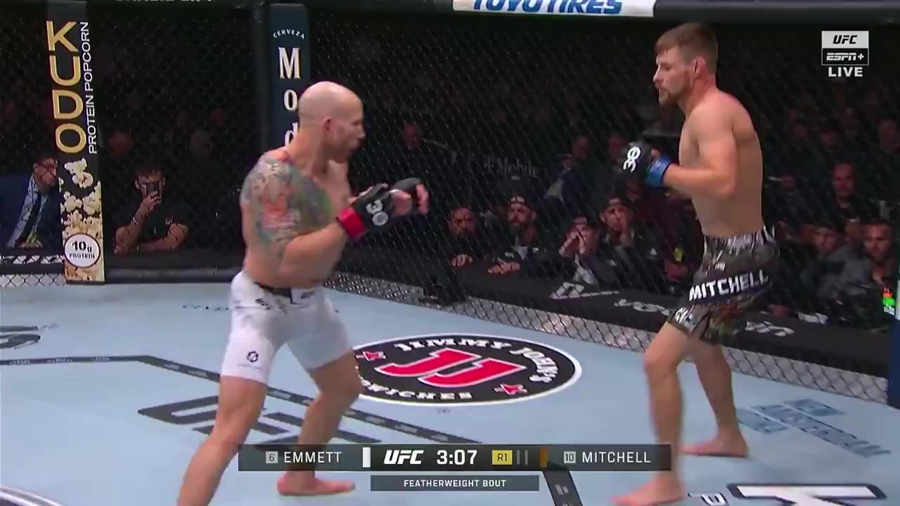 Josh Emmett brutally KO's Bryce Mitchell at UFC 296