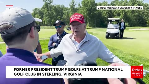 Watch: Trum gives bunlt take on Desantis Running for president while on the gulf course