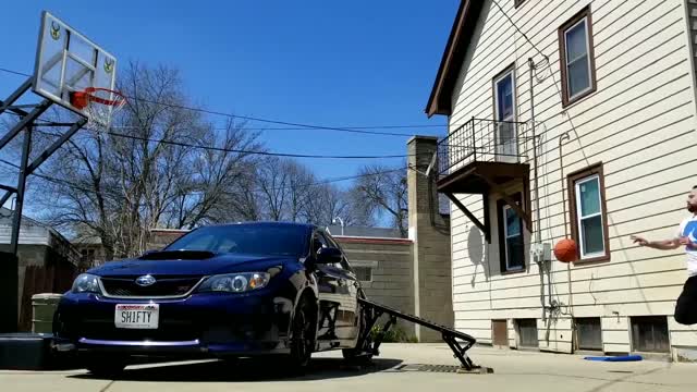 Guy Scored A Flip Dunk Jumping Over A Car! Awesome Shot