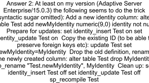 Alter table set Identity column