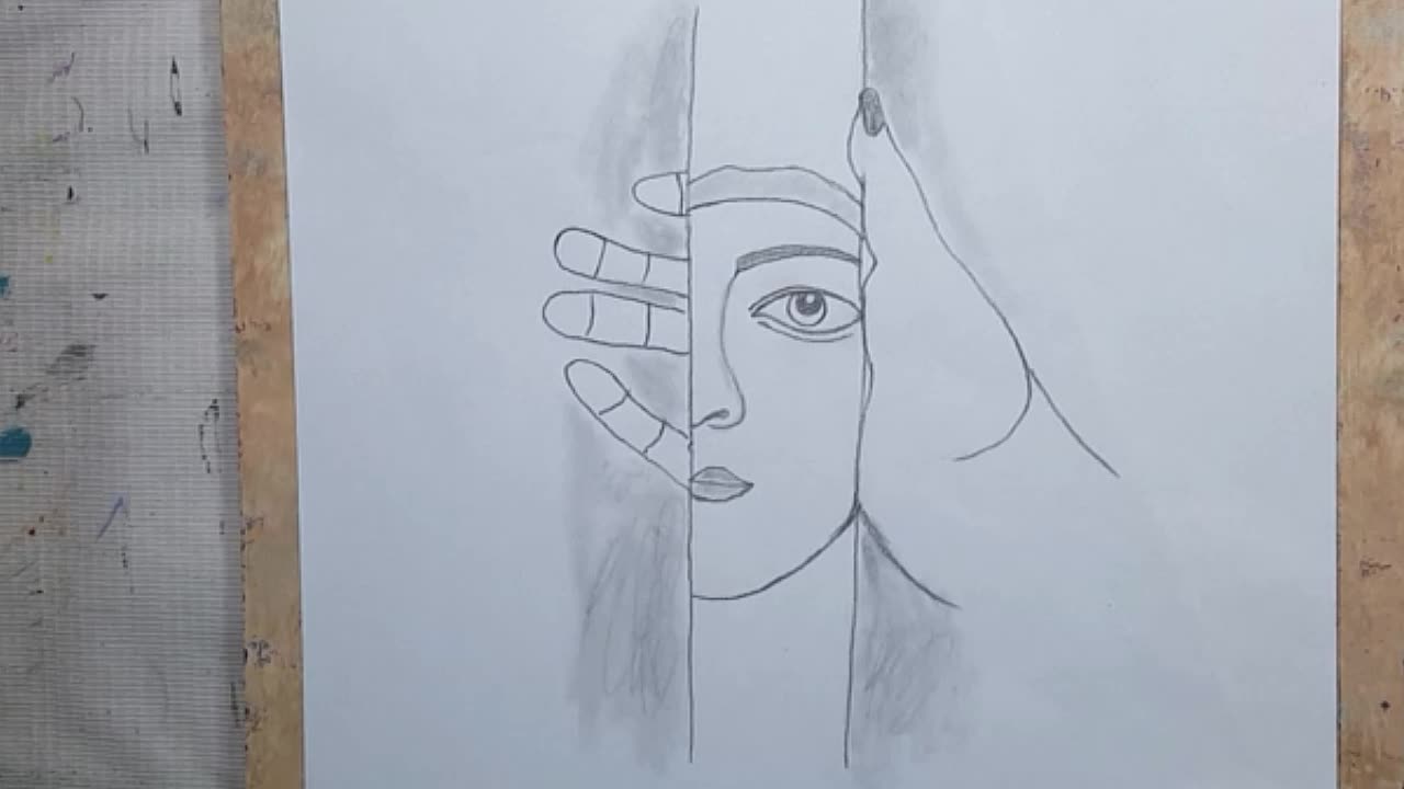 Mirror drawing | mirror in hand #mirror #drawing #sketch #hand #reflection