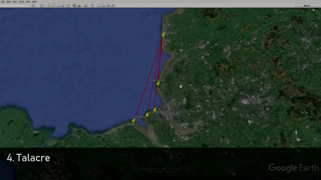 Blackpool Tower in England viewed from four locations