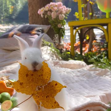 Rabbit Chewing a Leaf