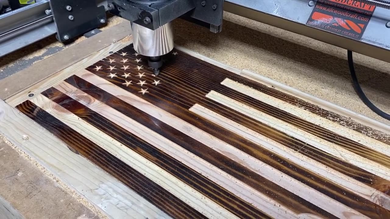 Wooden Flag Carved on the Longmill CNC Router