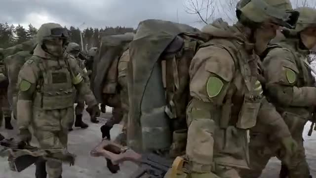 Video of the Chechen military marching in #Ukraine