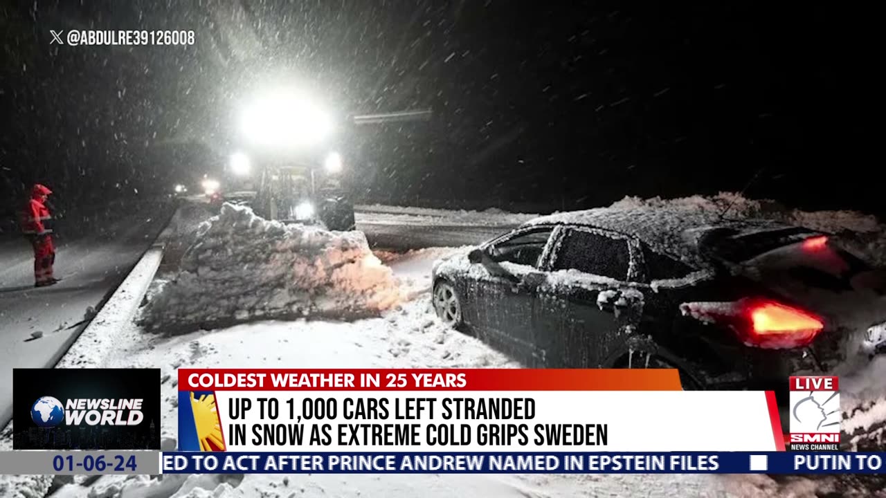 Up to 1,000 cars left stranded in snow as extreme cold grips Sweden