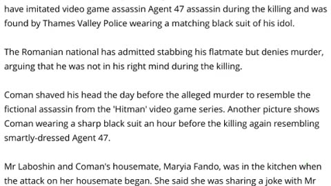 Killer Dressed As The Assassin From Video Game Hitman The Night He Stabbed His Flatmate To Death