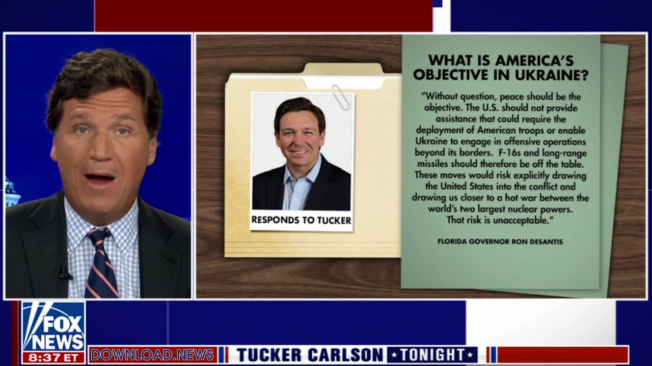 Tucker Carlson: DeSantis Is Not A Neocon, He Wants To Bring Peace In Ukraine & Russia - 3/13/23