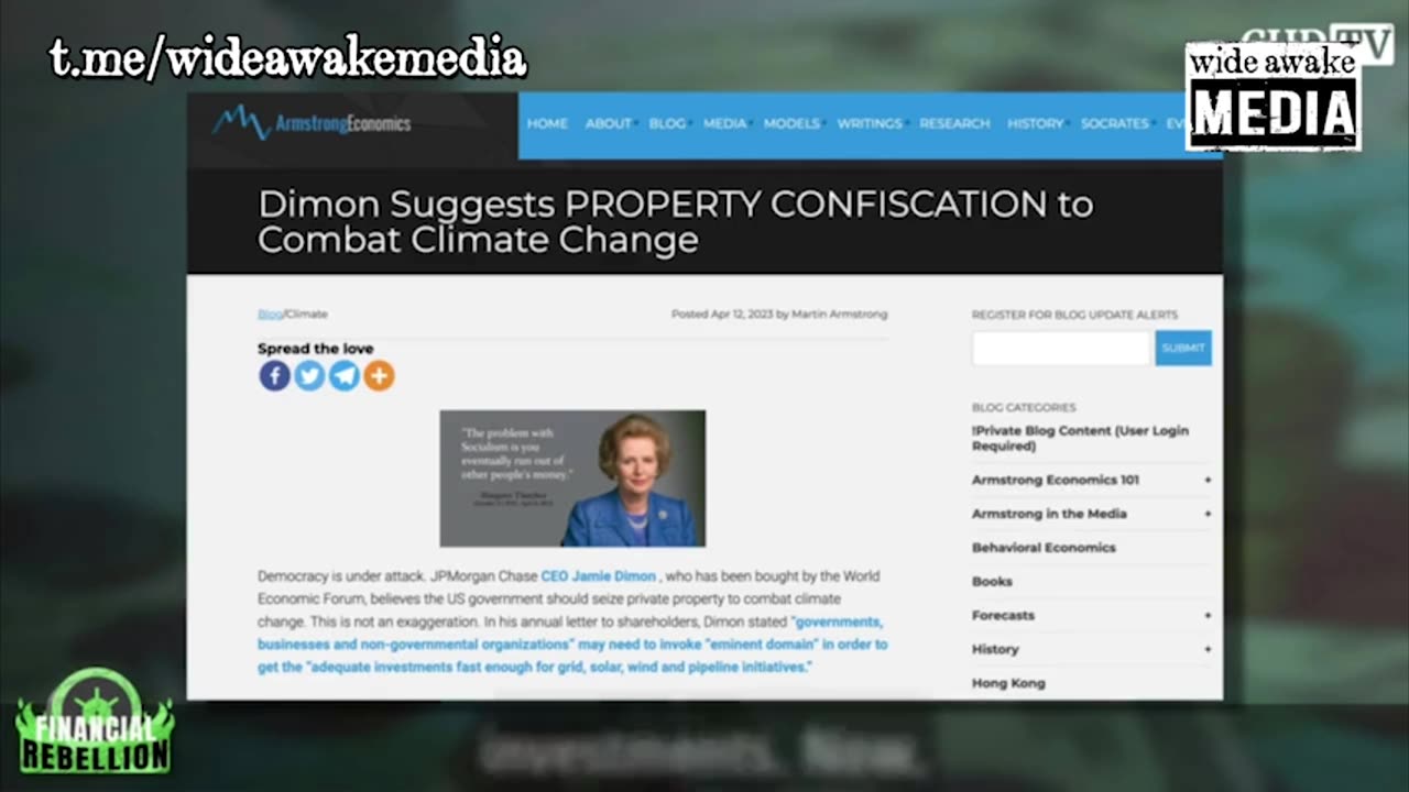 Chase Bank CEO proposes property confiscation as a measure to combat "climate change".