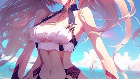 AI model in Anime bikini beach