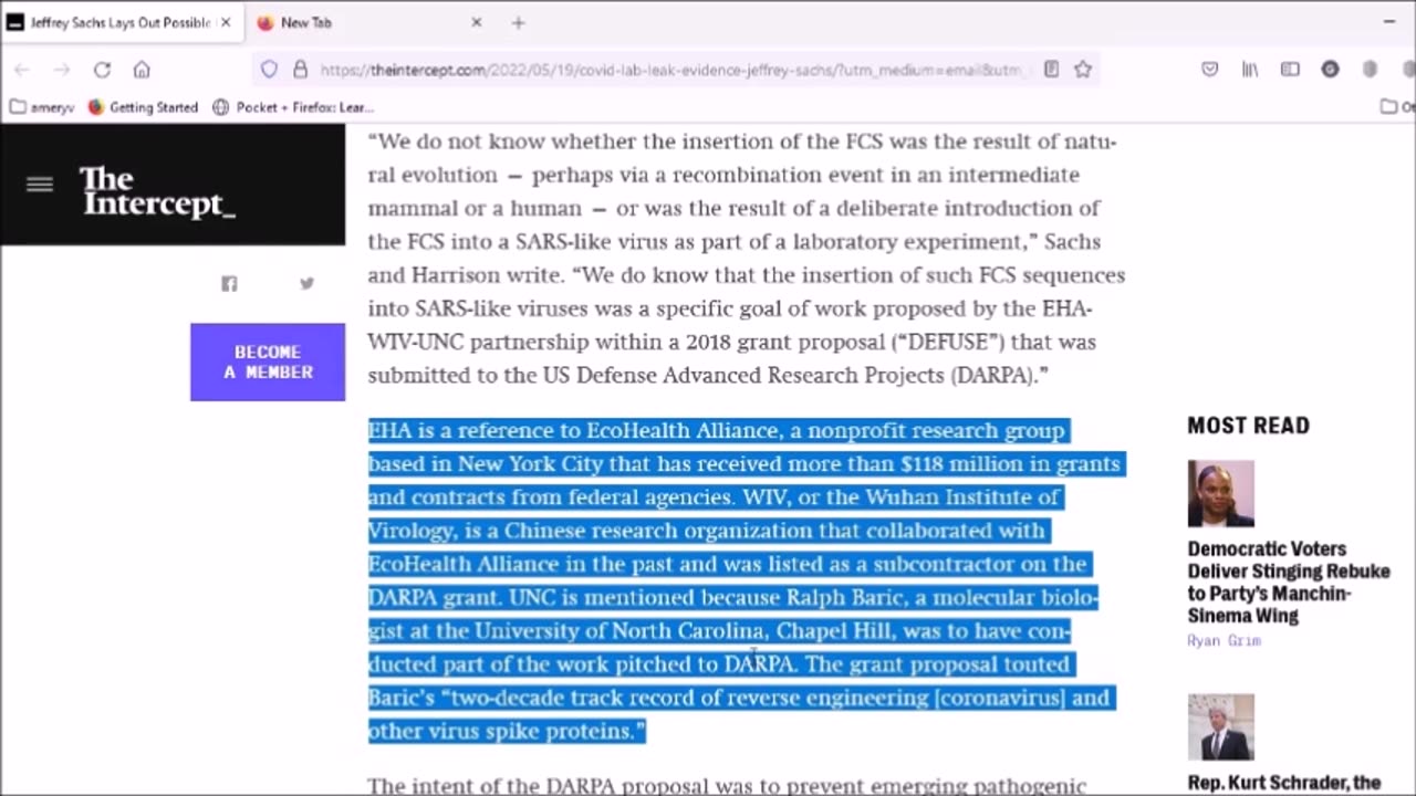 Covid -19 The CIA U.S. Government and Ralph Baric