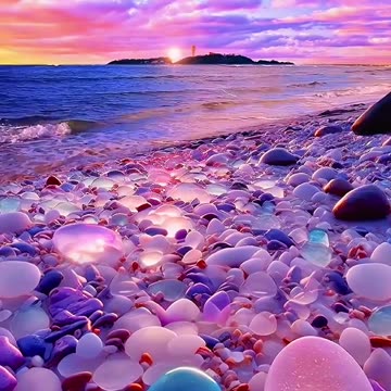 Transparant stones on the beach