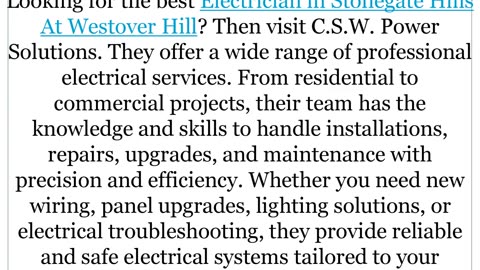 Best Electrician in Stonegate Hills At Westover Hill