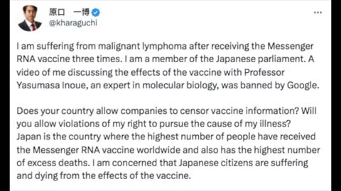 COVID-19 Hoax Japanese MP Kazuhiro Haraguchi, Immune System destroyed by Booster