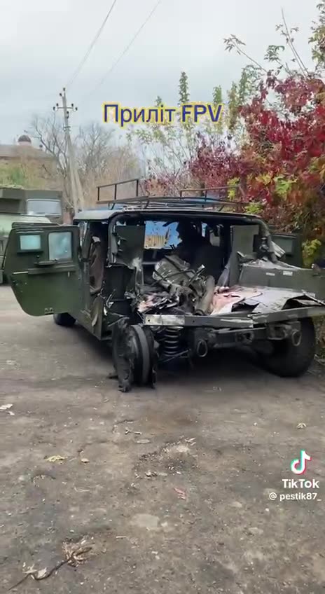 FPV strike. Vehicle survived. Hopefully crew also.