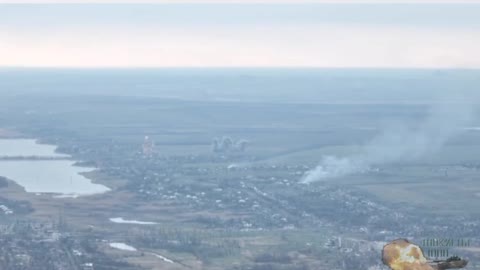 Two Russian Su-25s attacking Ukrainian positions in the Maryinka area.