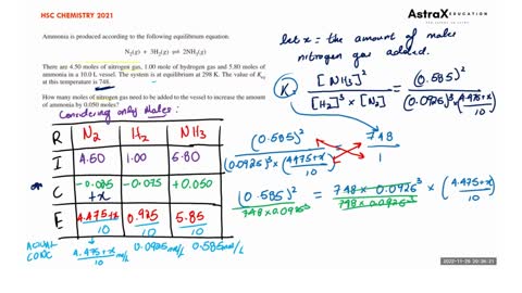 HSC Chemistry Past Paper Question (2021) - Equilibrium Constant