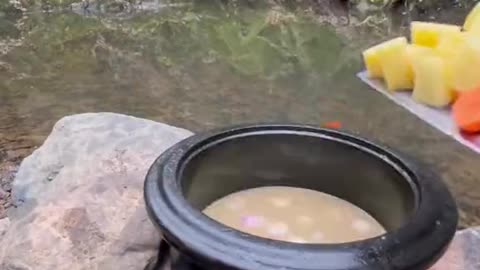 Healing spring Beef cat in a stone pot