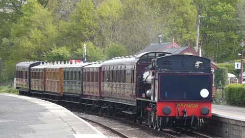 Swiftsure LMR Engine Pulls Train Into Northiam Station, East Sussex UK 2022