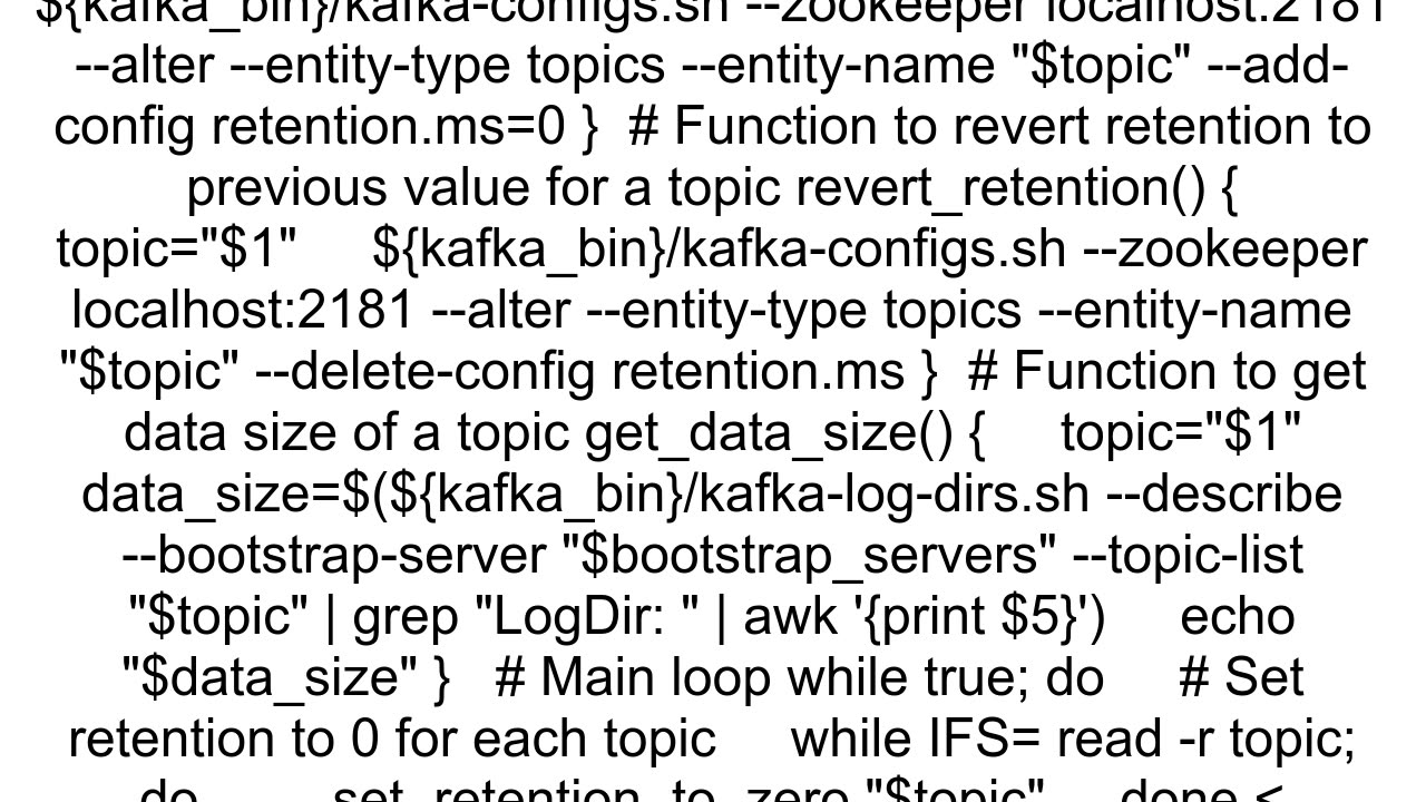 How to verify a Kafka topic is indeed purged after setting retention time to 1 second