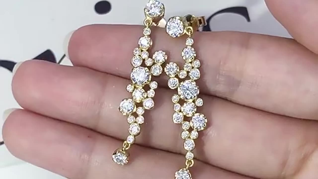 14k yellow gold plated 925sliver woman fashion jewelry moissanite drop earrings Earrings