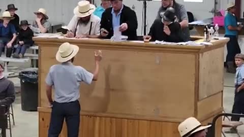 11 yr old auctioneers at Middlefield Ohio standardbred driving horse sale. May 28 2022