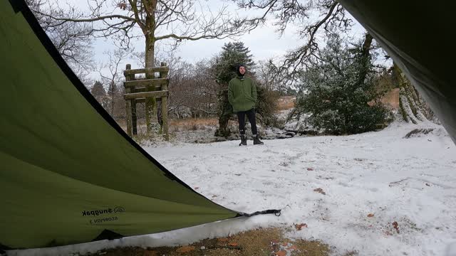 Getting out of the tent to walk in the snow 14th Dec 2022