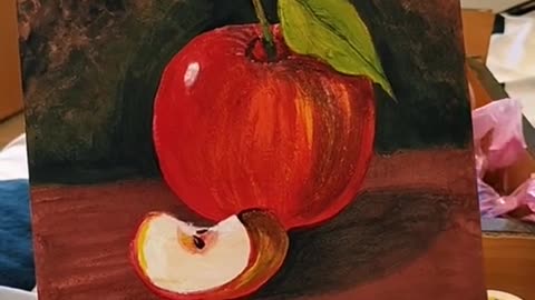 Painting _Apple_with_ poster_ colours