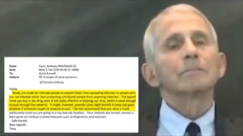 NEW: FAUCI WAS TELLING HIS FRIENDS THEY DIDN'T NEED TO WEAR MASKS IN 2020...