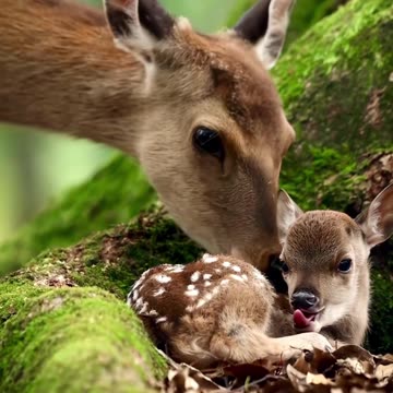 The little sika deer find his mother